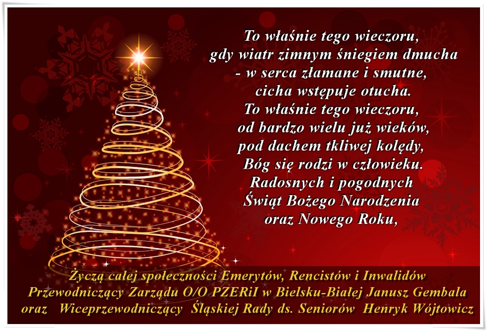 Wesołych Świąt i Szczęśliwego Nowego Roku - PZERI Bielsko-Biała